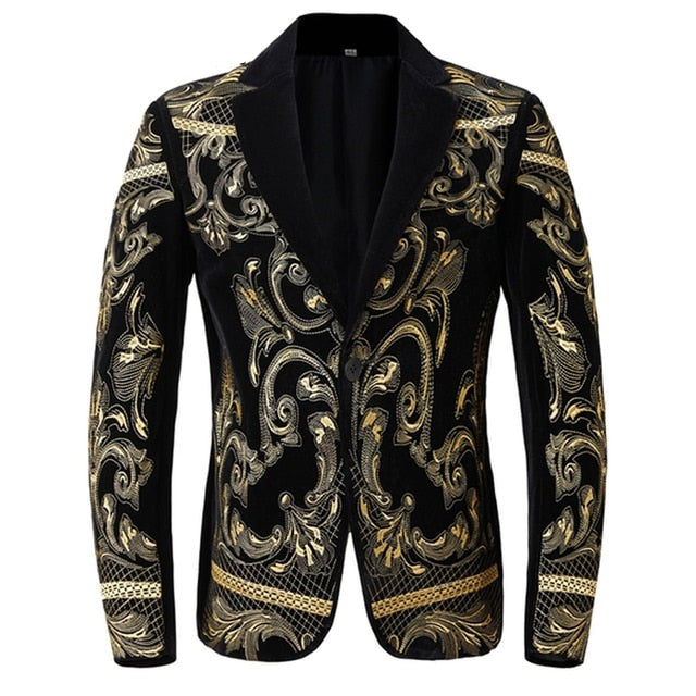 Slim Fit Embroidery Blazer Party Top for Men