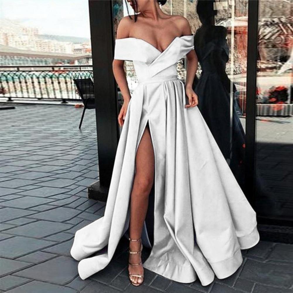 Formal Dress Off Shoulder High Slit Floor Length Long Dress Sexy Split-end Temperament Elegant Party Evening Clothing - Dresses