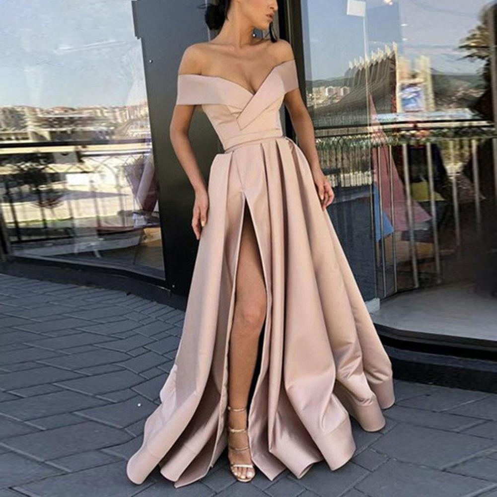 Formal Dress Off Shoulder High Slit Floor Length Long Dress Sexy Split-end Temperament Elegant Party Evening Clothing - Dresses