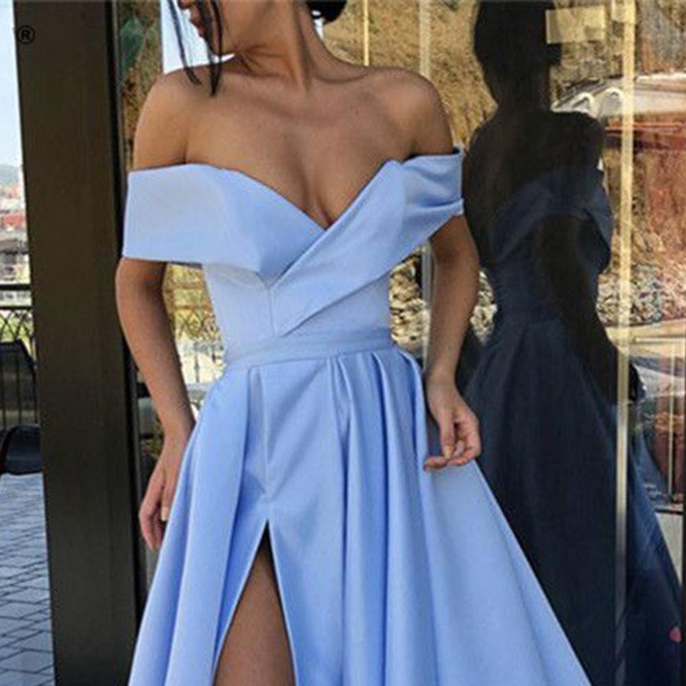 Formal Dress Off Shoulder High Slit Floor Length Long Dress Sexy Split-end Temperament Elegant Party Evening Clothing - Dresses