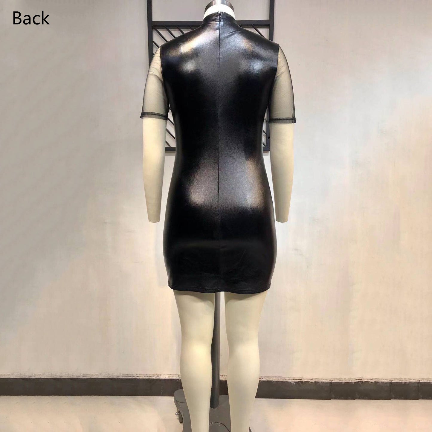 Leather See-Through Bodycon Party Dress Plus size