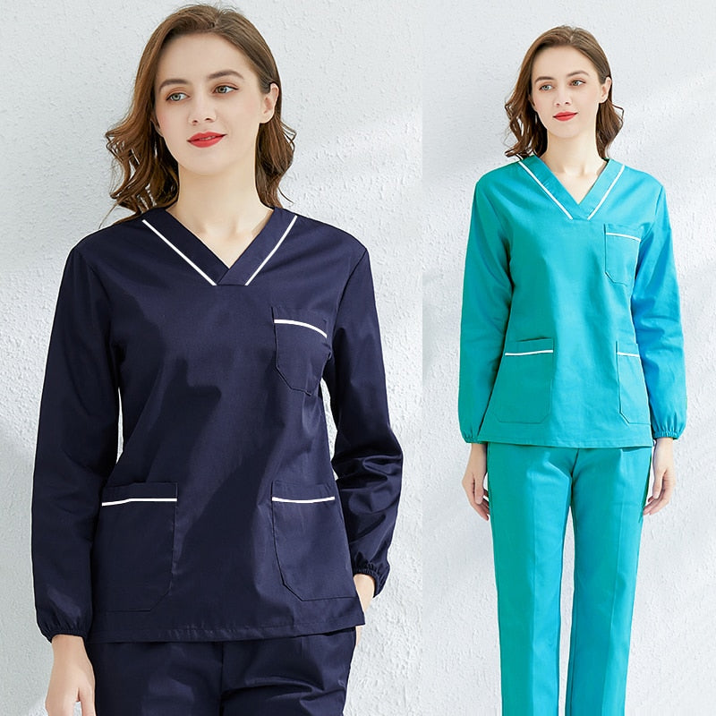 Long Sleeve Scrubs Set For Women