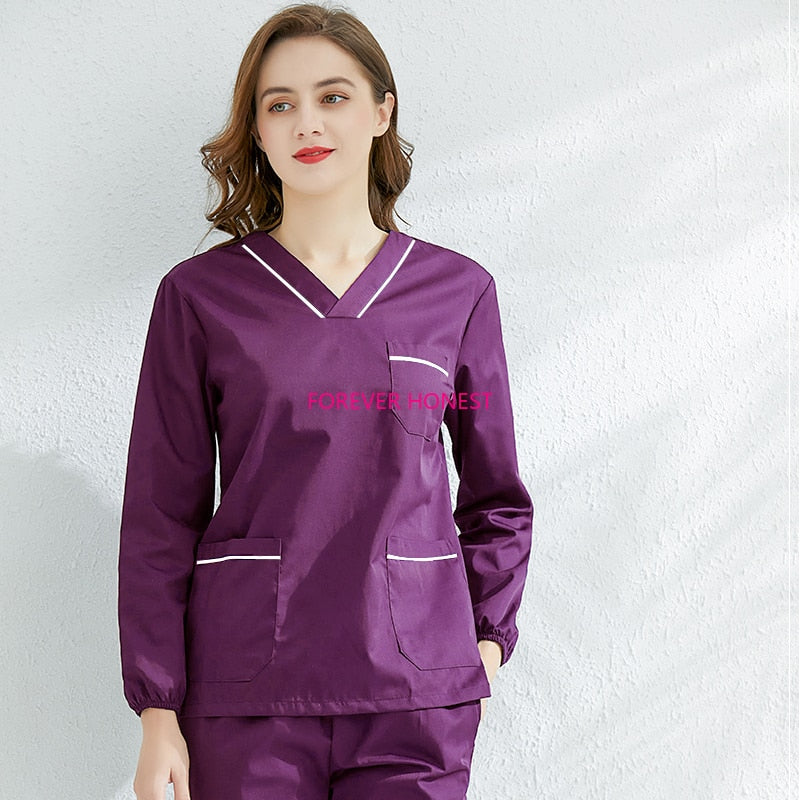 Long Sleeve Scrubs Set For Women