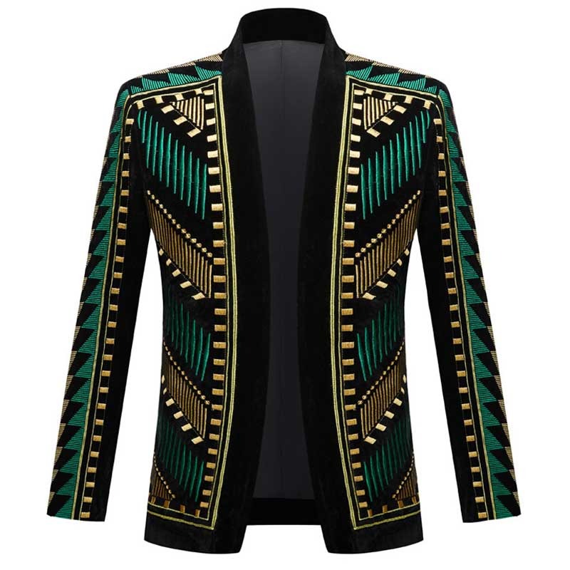 Slim Fit Embroidery Blazer Party Top for Men