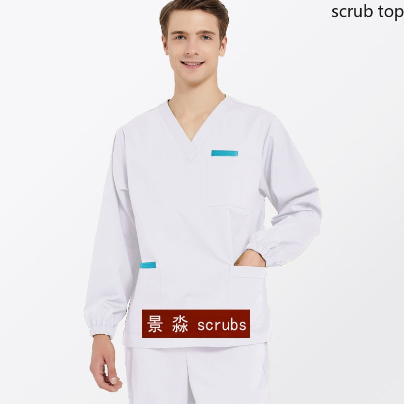 Long Sleeve Medical Uniform Scrub Top for Men