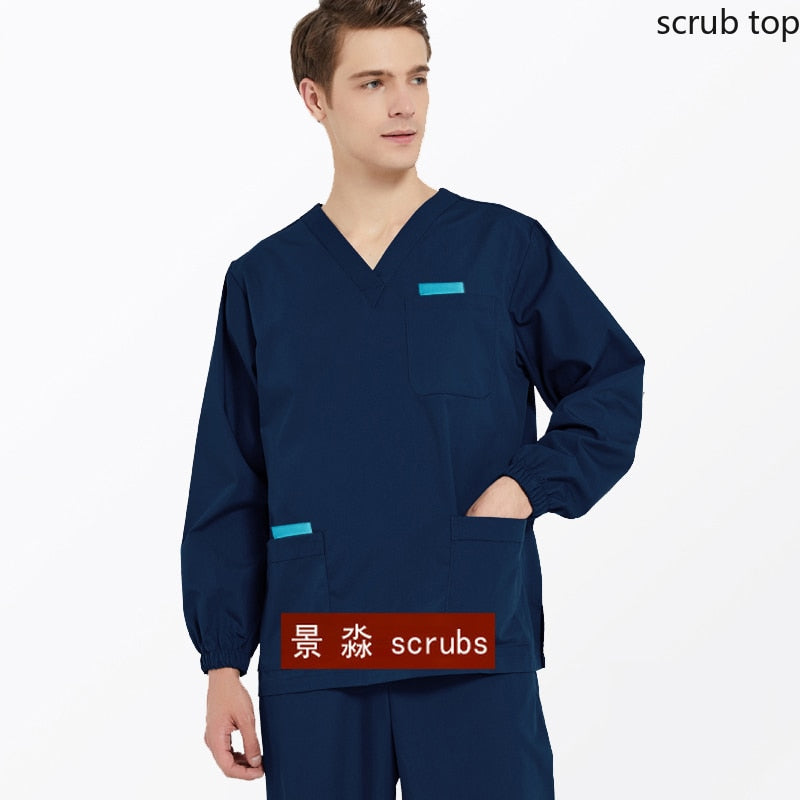 Long Sleeve Medical Uniform Scrub Top for Men
