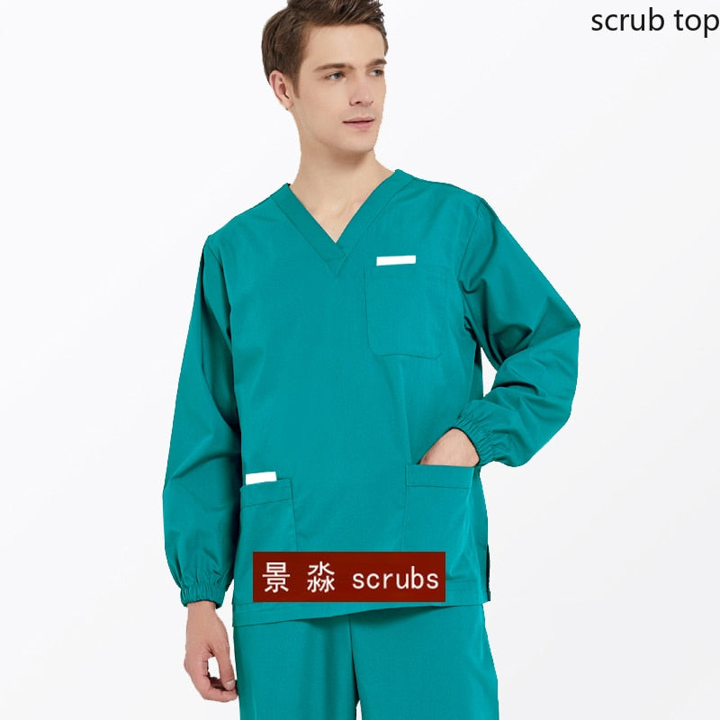 Long Sleeve Medical Uniform Scrub Top for Men