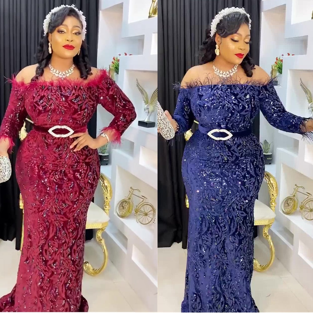 Plus Size Off Shoulder Sequin Party Dress