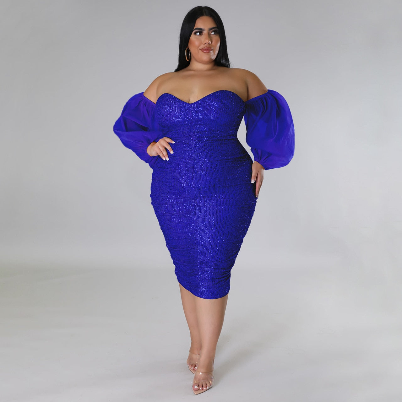Plus Size Sexy Sequin Strapless Party Dress