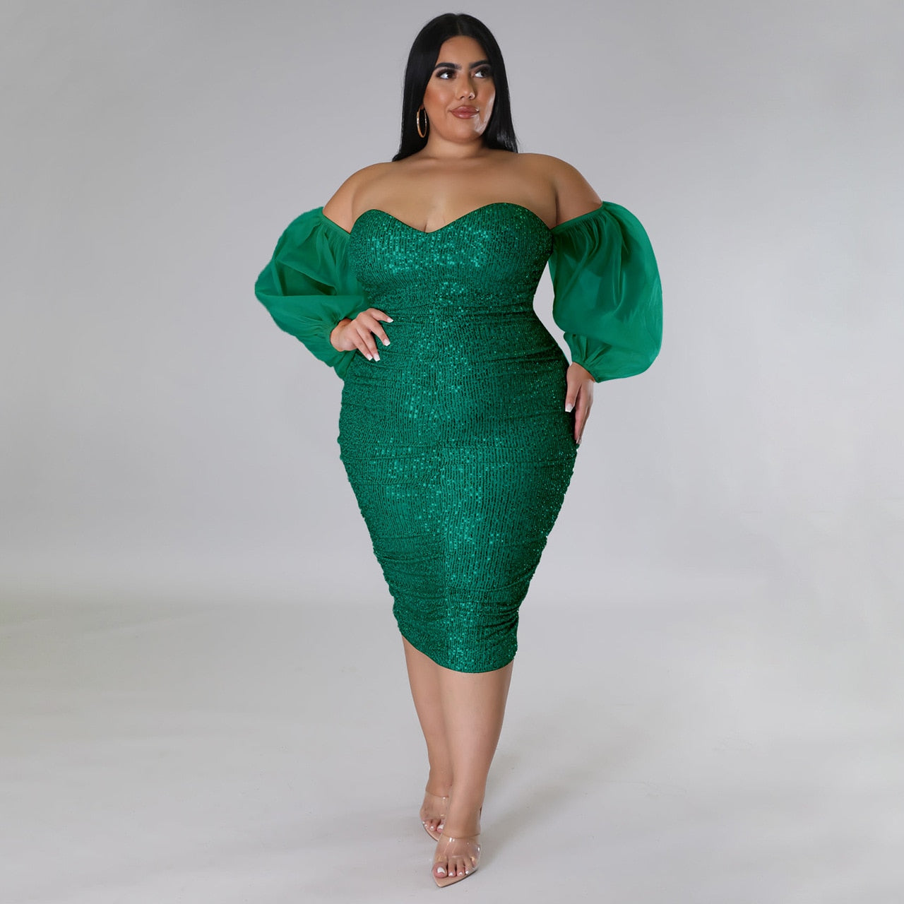 Plus Size Sexy Sequin Strapless Party Dress