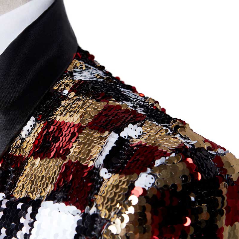 Shiny Sequin Tuxedo Blazer Party Top for Men