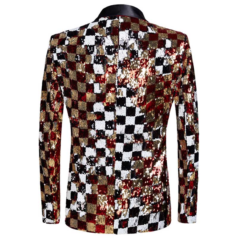 Shiny Sequin Tuxedo Blazer Party Top for Men