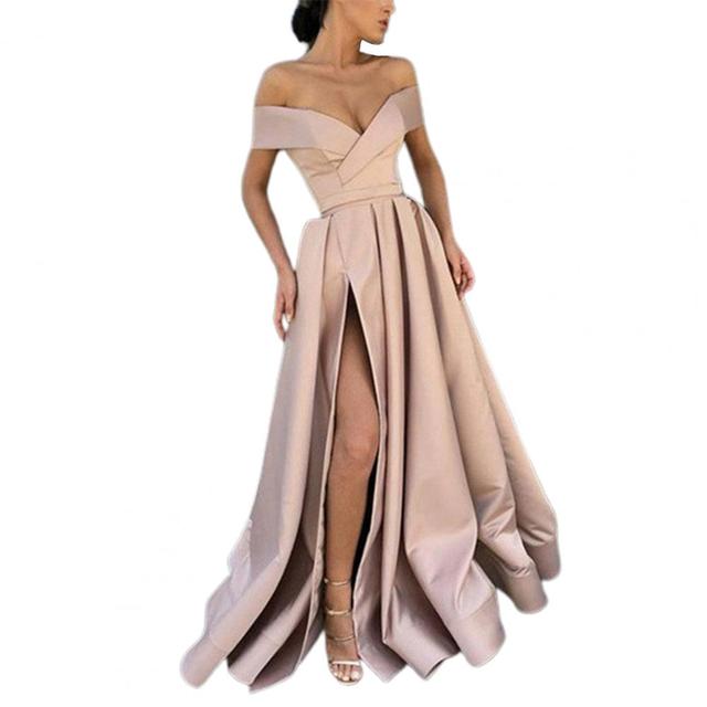 Formal Dress Off Shoulder High Slit Floor Length Long Dress Sexy Split-end Temperament Elegant Party Evening Clothing - Dresses
