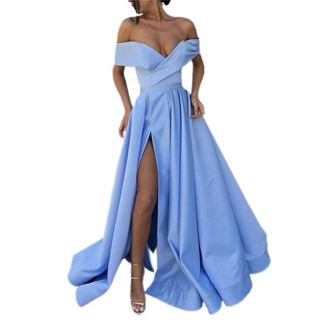 Formal Dress Off Shoulder High Slit Floor Length Long Dress Sexy Split-end Temperament Elegant Party Evening Clothing - Dresses