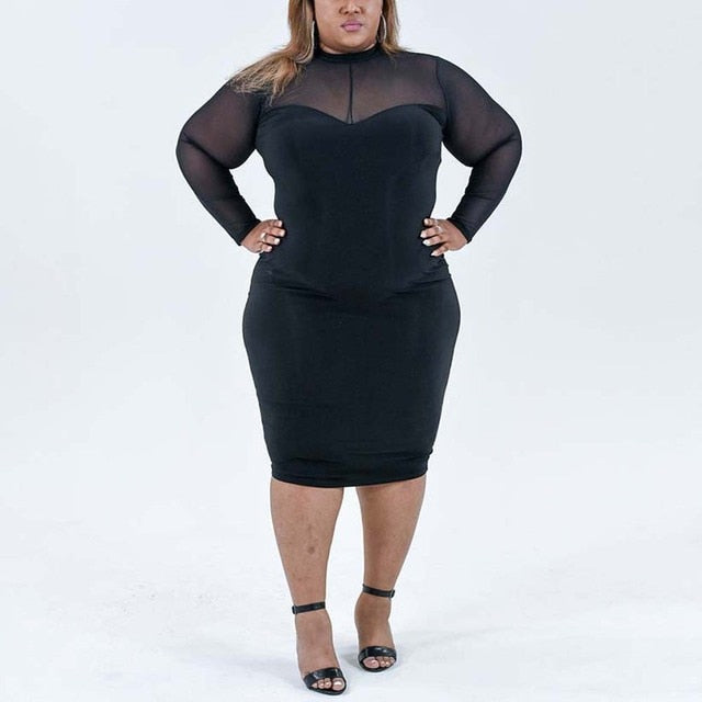 Leather See-Through Bodycon Party Dress Plus size