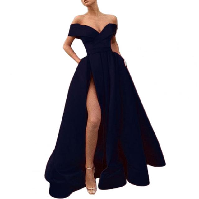 Formal Dress Off Shoulder High Slit Floor Length Long Dress Sexy Split-end Temperament Elegant Party Evening Clothing - Dresses