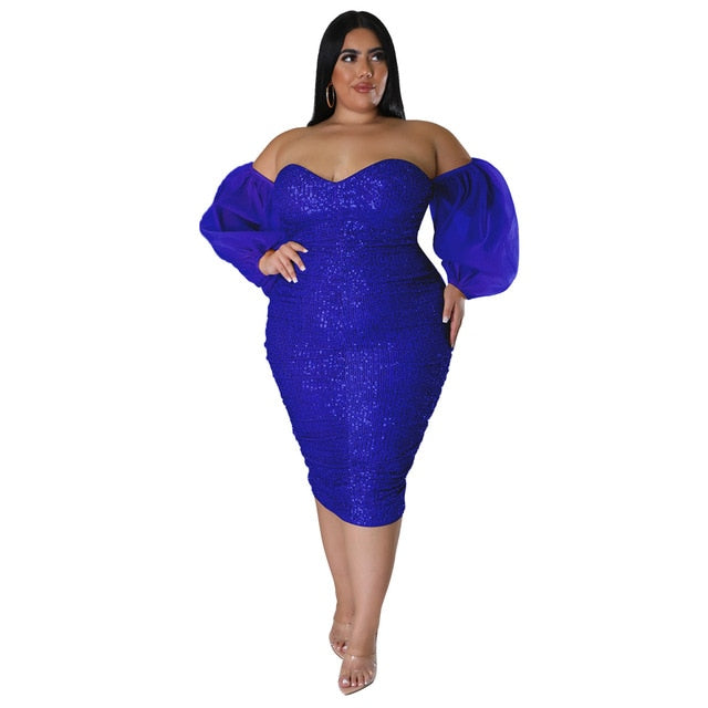 Plus Size Sexy Sequin Strapless Party Dress
