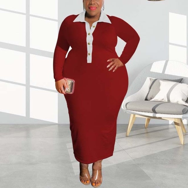 Plus Size Full Sleeve Bodycon Dress