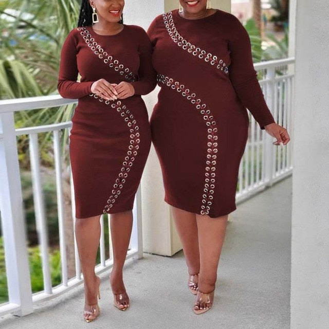 Plus Size Full Sleeve Bodycon Dress