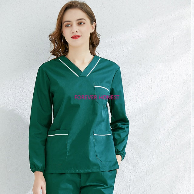 Long Sleeve Scrubs Set For Women