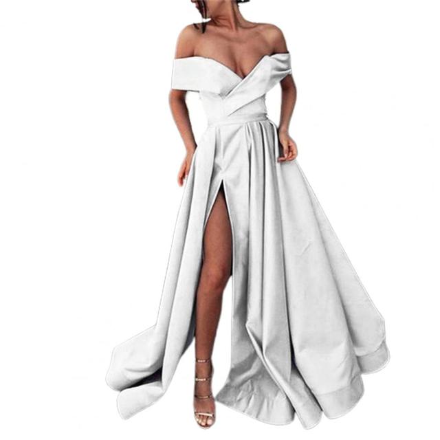 Formal Dress Off Shoulder High Slit Floor Length Long Dress Sexy Split-end Temperament Elegant Party Evening Clothing - Dresses