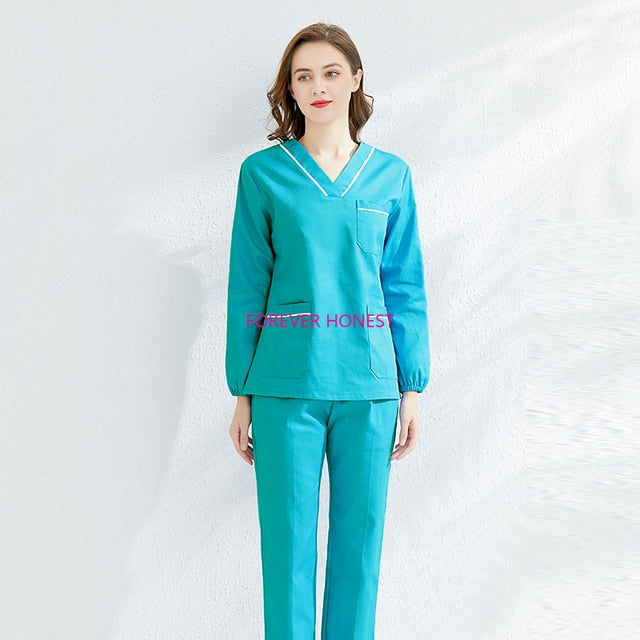 Long Sleeve Scrubs Set For Women