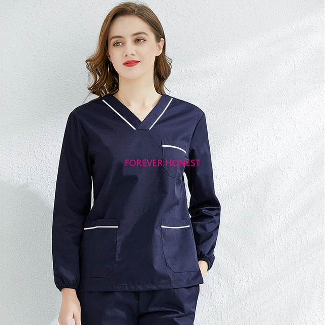 Long Sleeve Scrubs Set For Women