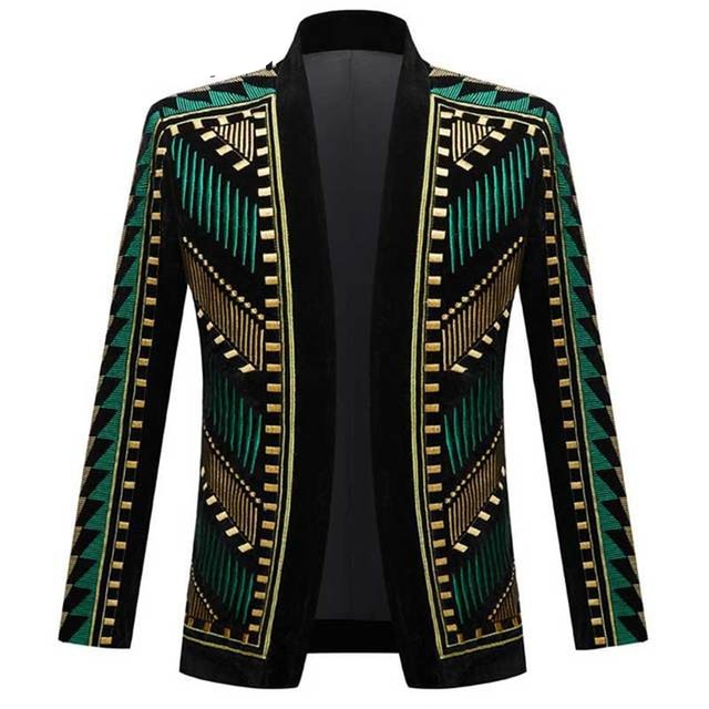 Slim Fit Embroidery Blazer Party Top for Men