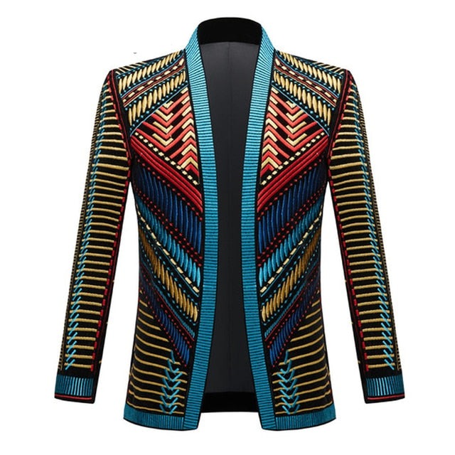Slim Fit Embroidery Blazer Party Top for Men