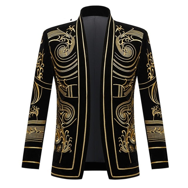 Slim Fit Embroidery Blazer Party Top for Men