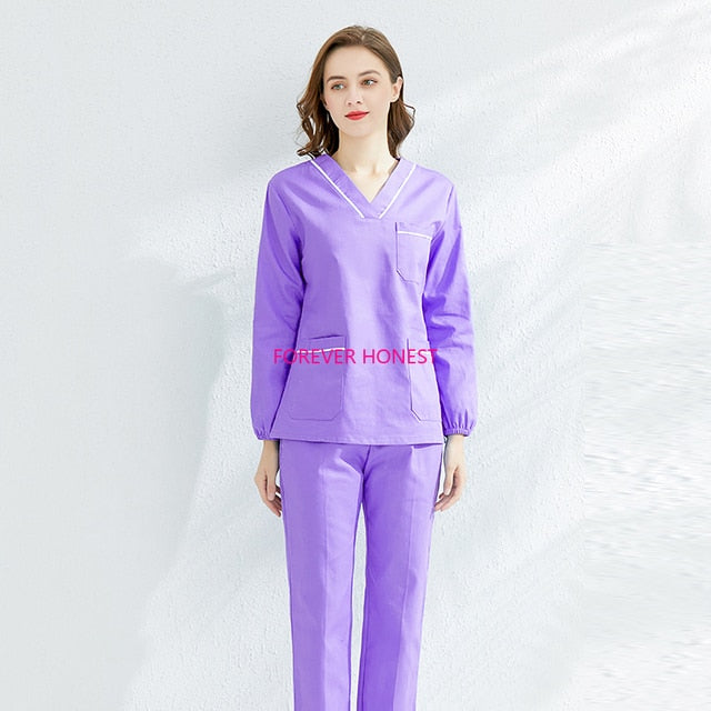 Long Sleeve Scrubs Set For Women