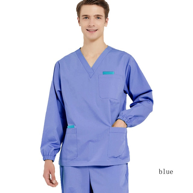 Long Sleeve Medical Uniform Scrub Top for Men