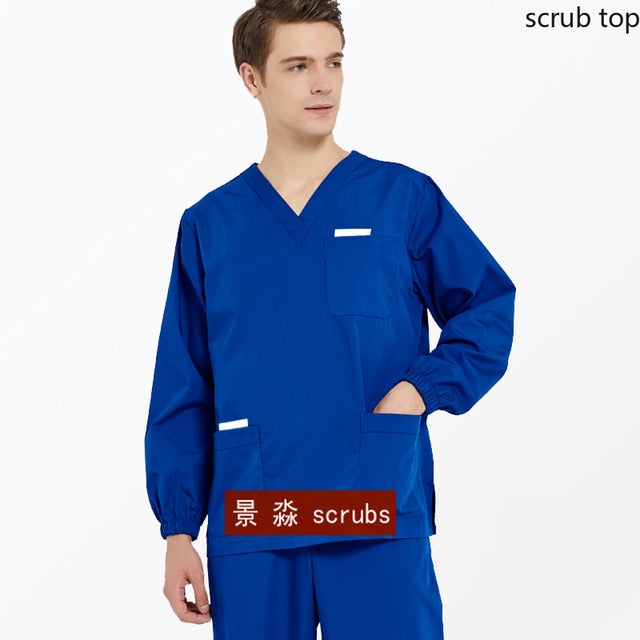 Long Sleeve Medical Uniform Scrub Top for Men