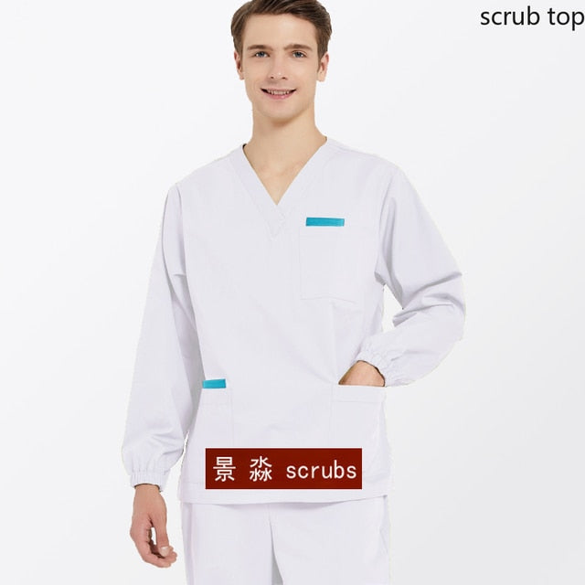 Long Sleeve Medical Uniform Scrub Top for Men